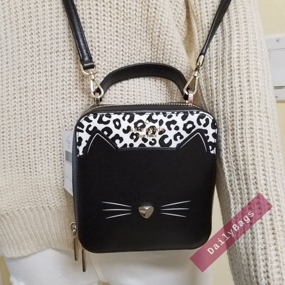 NWT KATE SPADE DAISY MEOW CROSSBODY BLACK LEOPARD WHITE WKR00600 100% AUTHENTIC - Picture 10 of 13